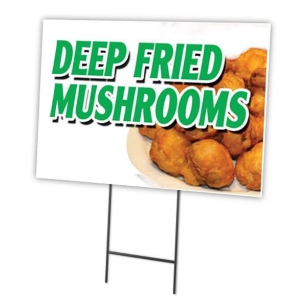 Deep Fried Mushrooms Yard Sign & Stake outdoor plastic coroplast window, C-1216 Deep Fried Mushrooms
